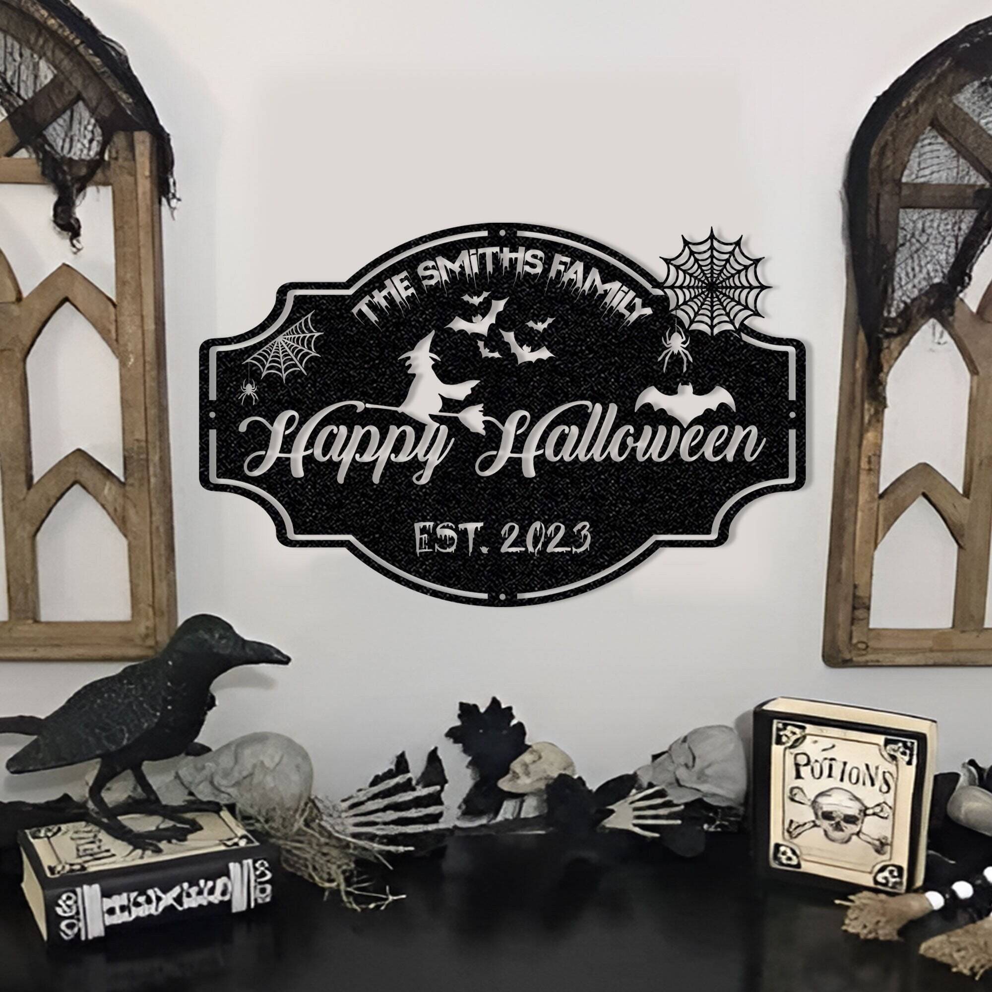 Give your family a Personalized Haunted Halloween Metal Sign - Personalize Wall Art