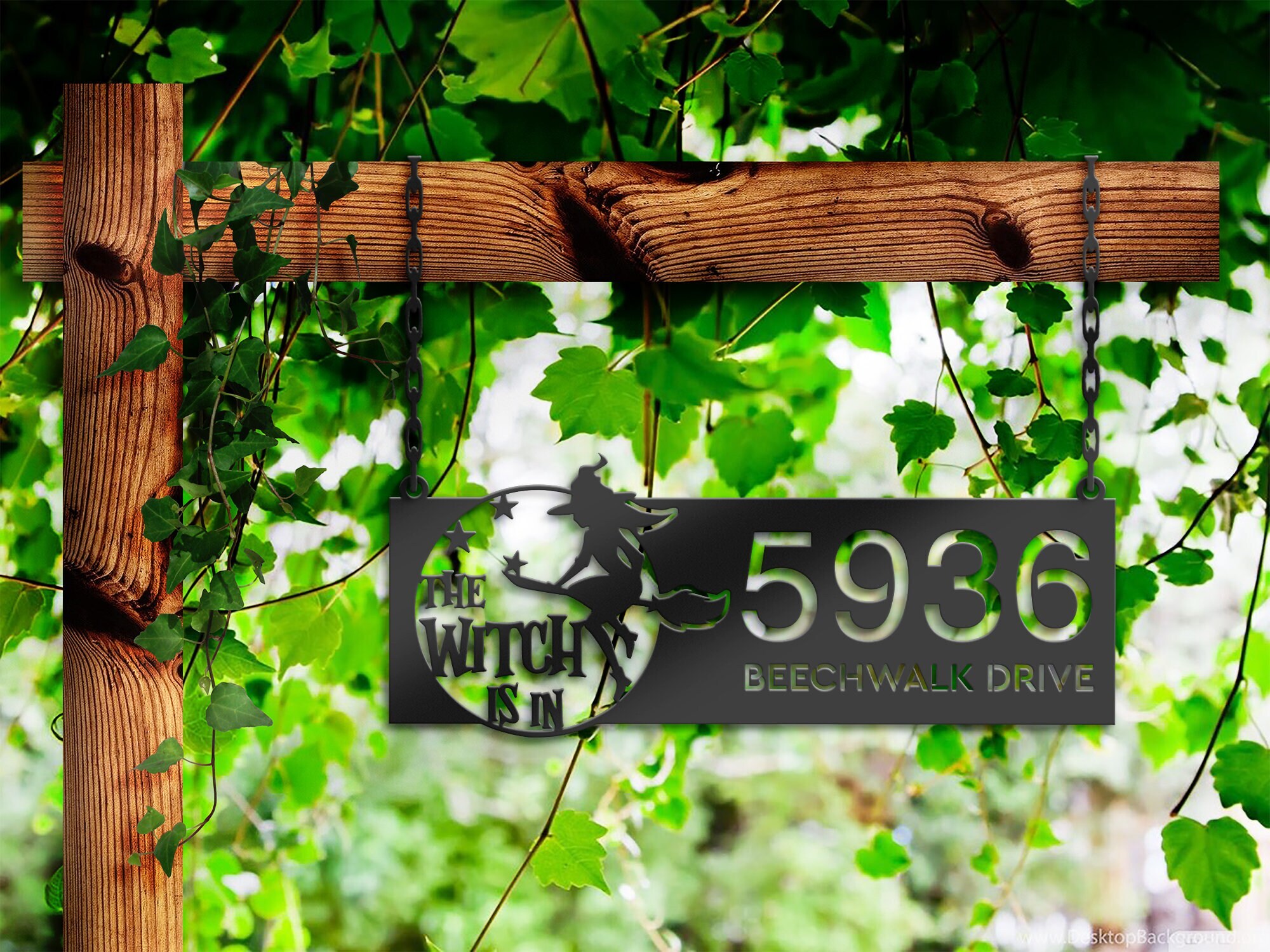 Eerie Address Plaque - Custom Metal Sign for Spooky Halloween Decor