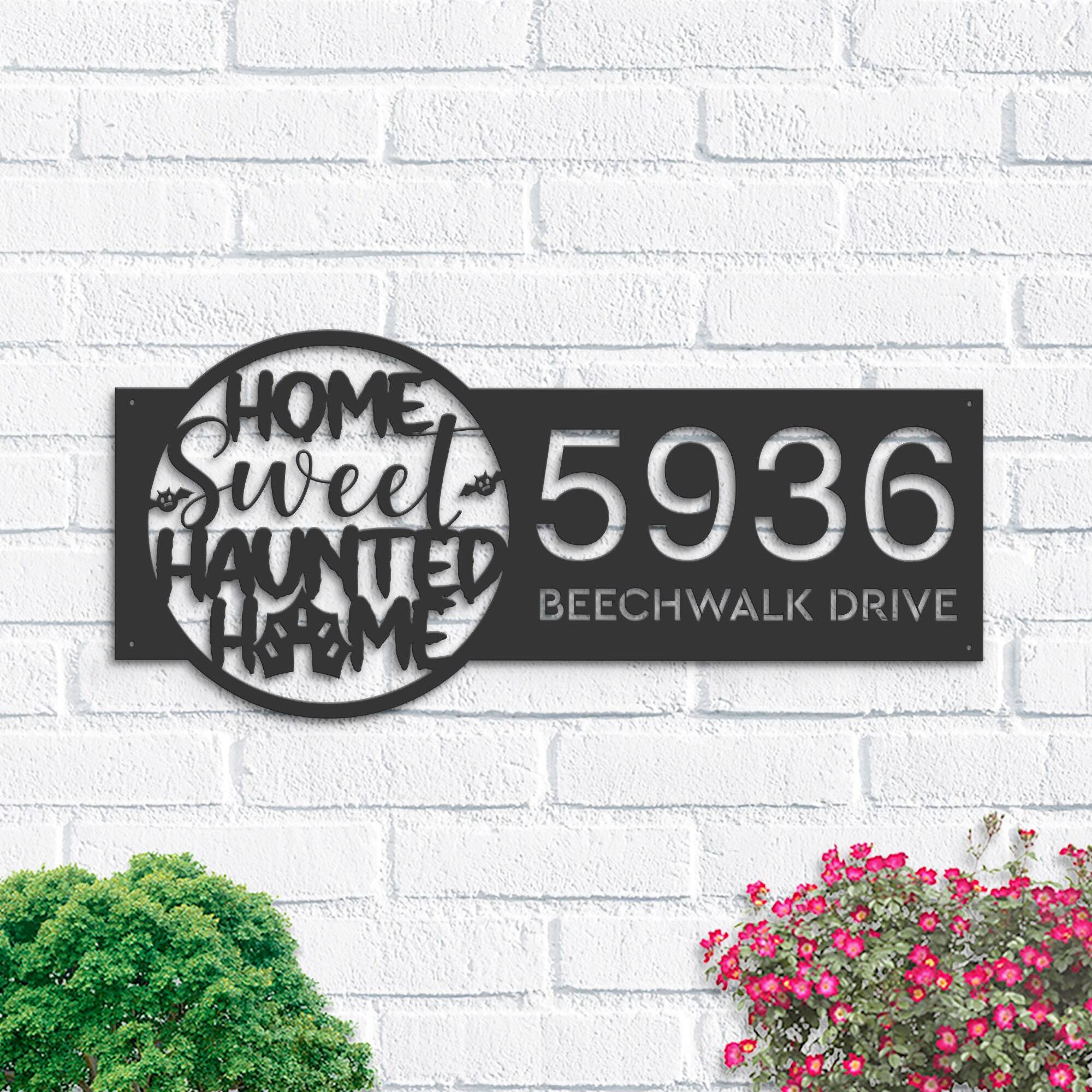 Eerie Custom Metal Address Plaque for Halloween Homes - Personalize Wall Art