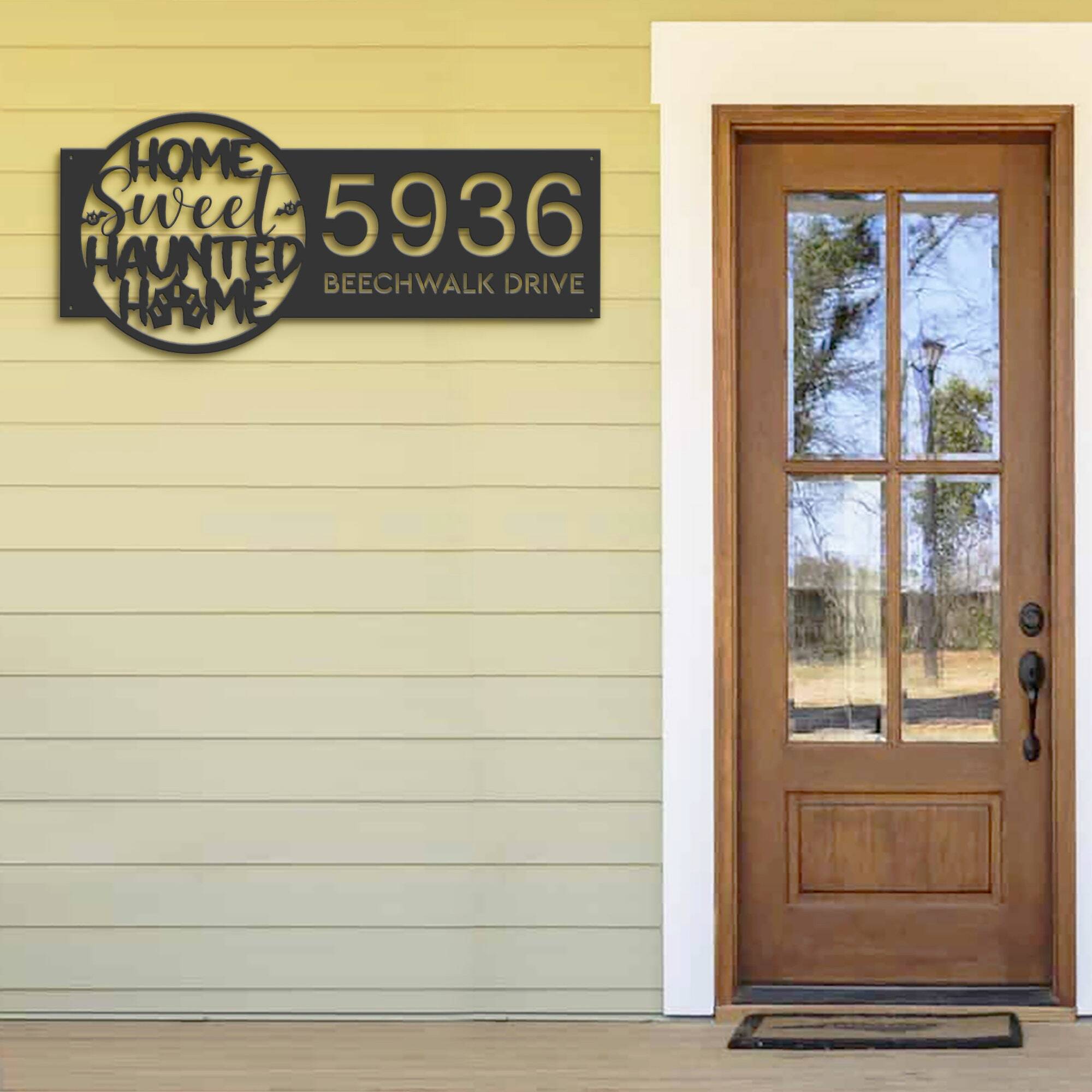 Eerie Custom Metal Address Plaque for Halloween Homes