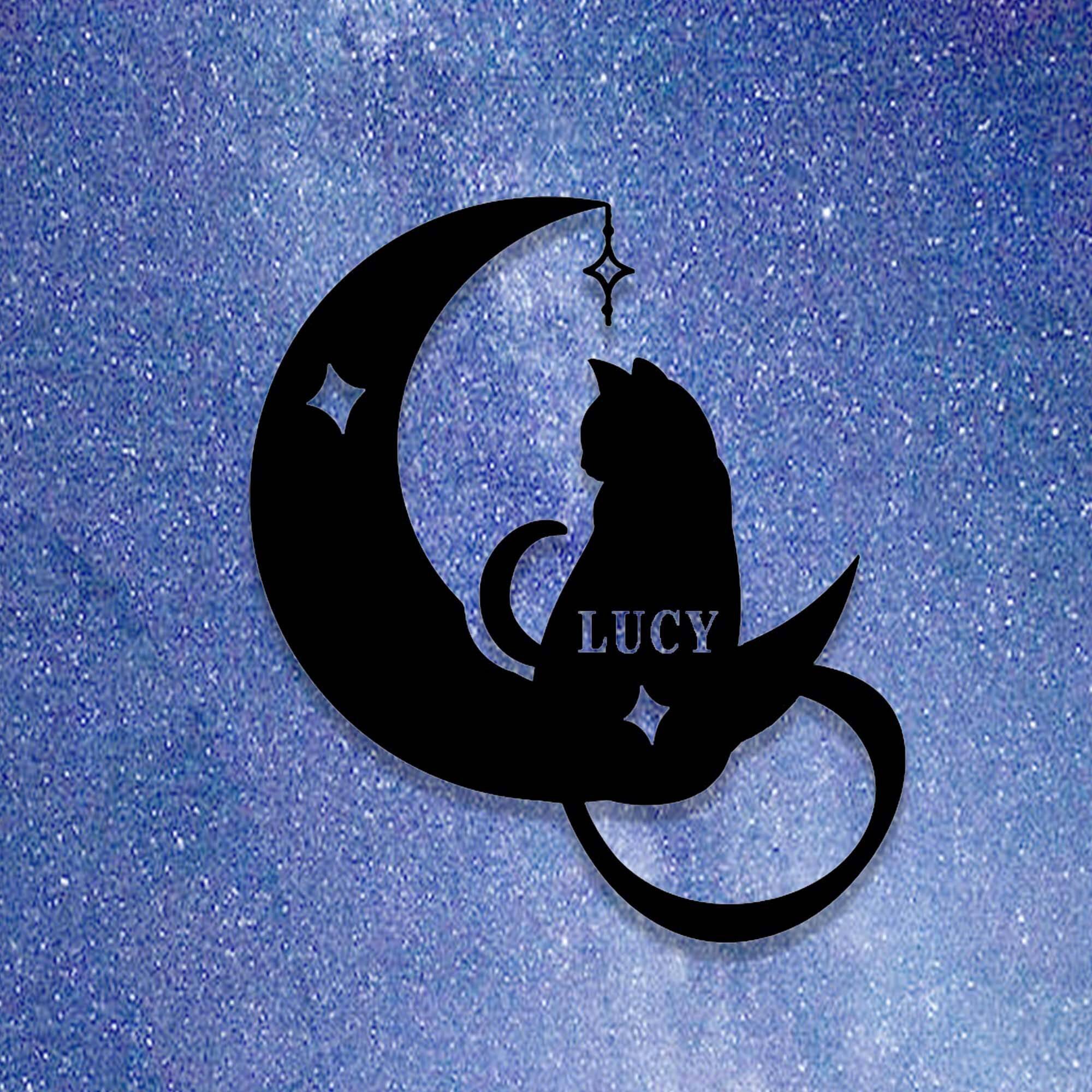Enchanting Black Cat Moon Metal Sign - Custom Halloween Decor