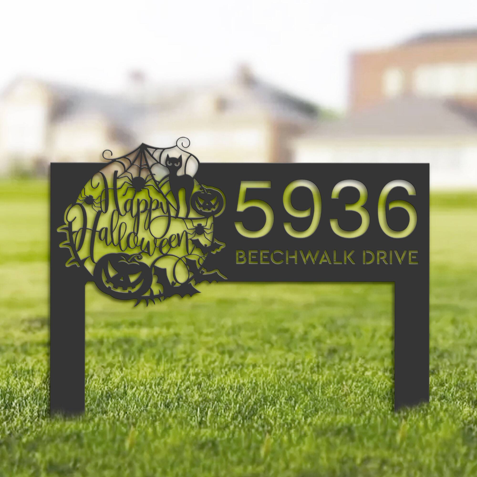 Your Spooky Address - Custom Halloween House Number Metal Sign