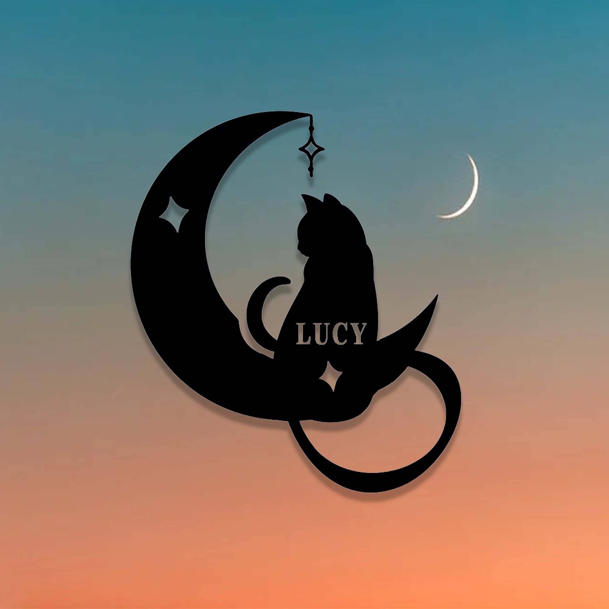 Enchanting Black Cat Moon Metal Sign - Custom Halloween Decor - Personalize Wall Art