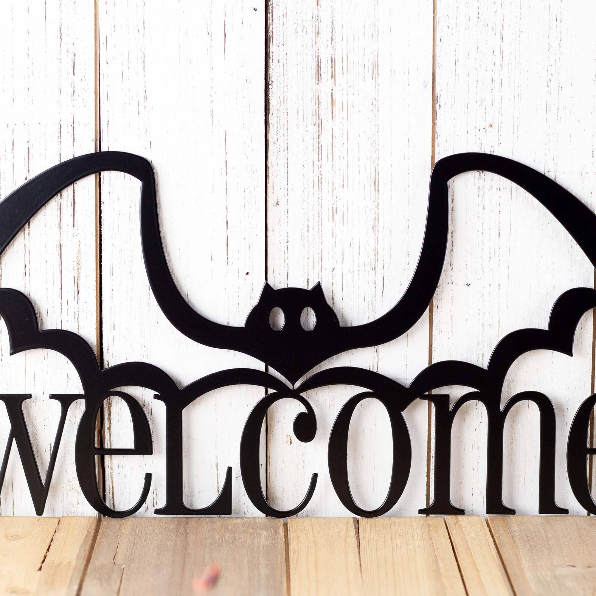 Outdoor Bat Metal Sign to Personalize Your Spooky Halloween Welcome