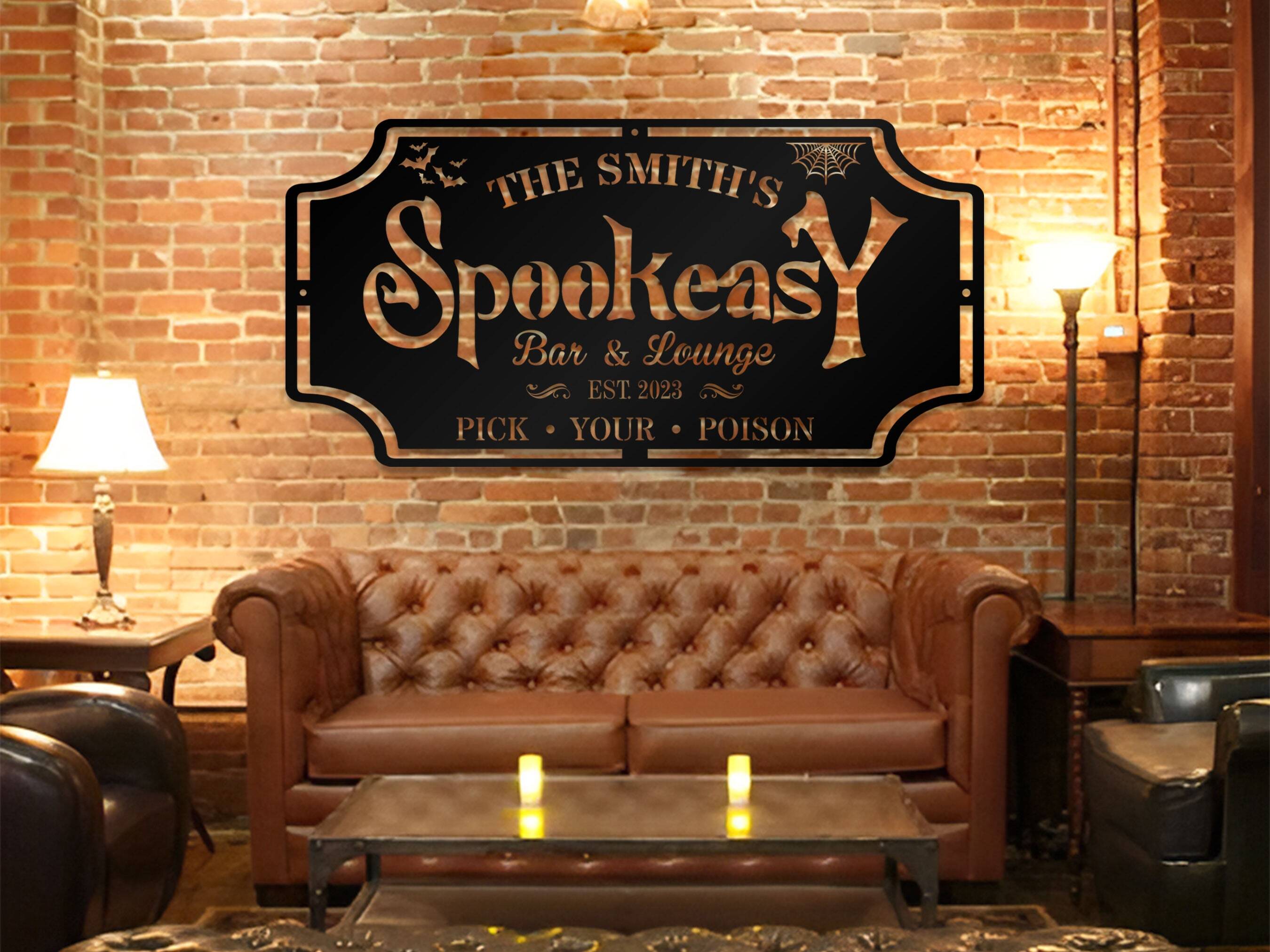 Spooky Bar & Lounge Decor - Personalized Halloween Metal Sign