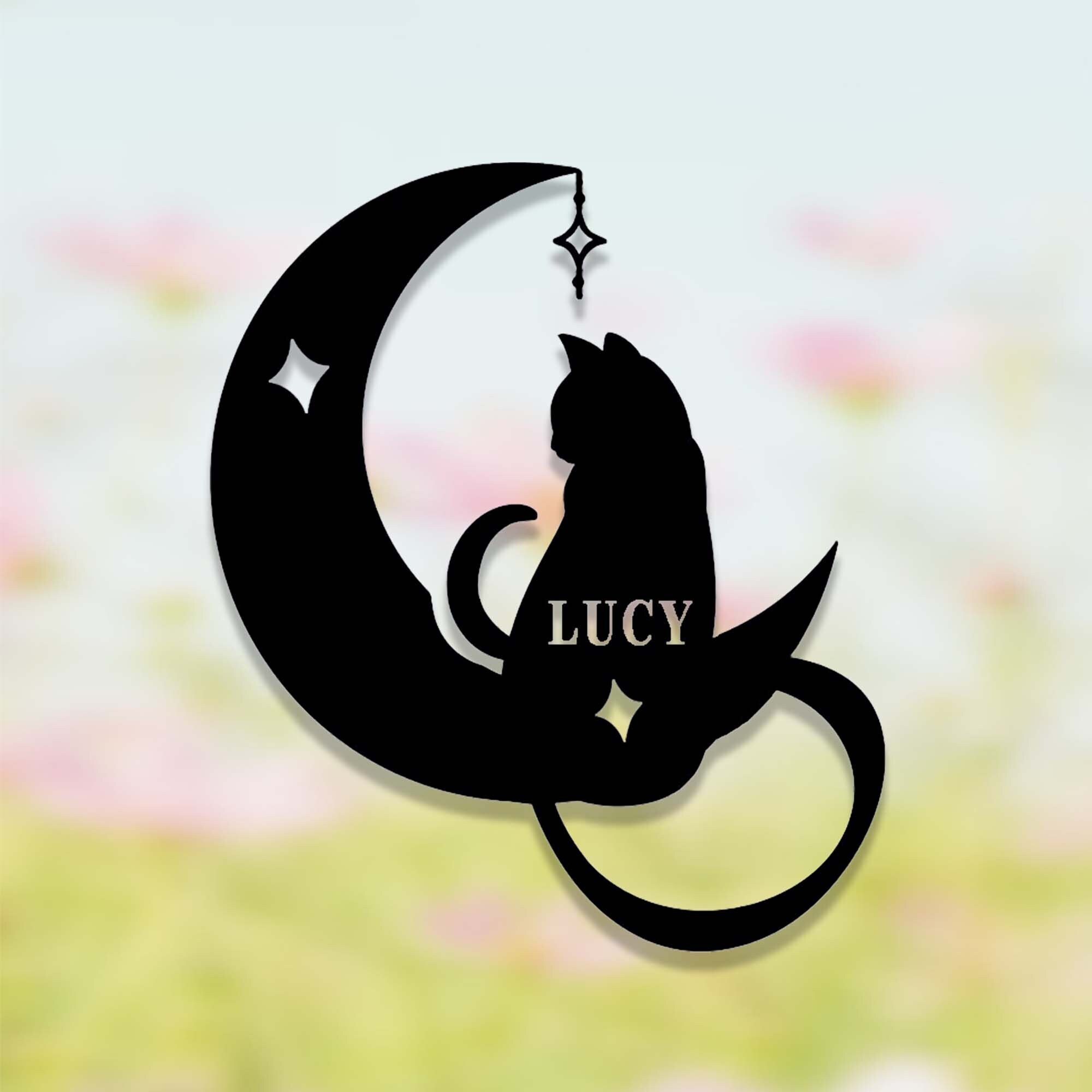 Enchanting Black Cat Moon Metal Sign - Custom Halloween Decor
