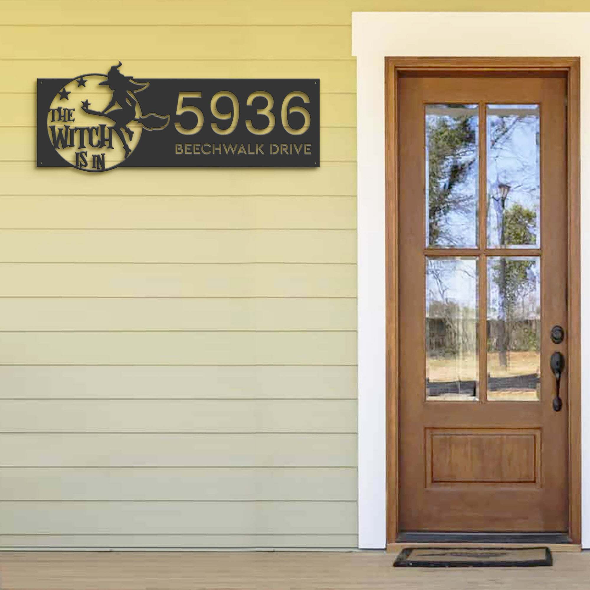 Eerie Address Plaque - Custom Metal Sign for Spooky Halloween Decor