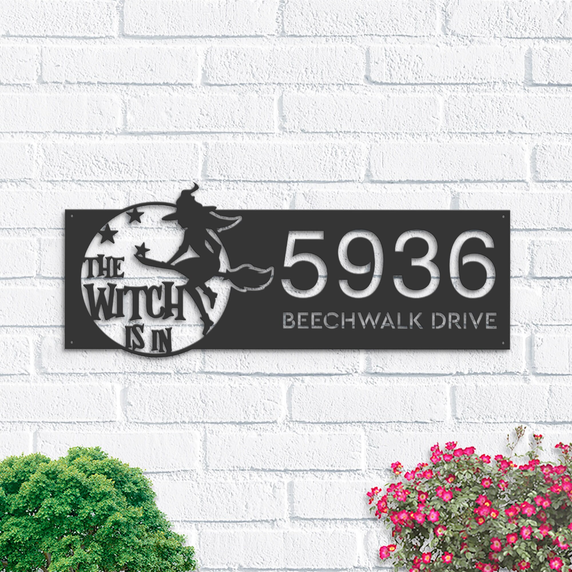 Eerie Address Plaque - Custom Metal Sign for Spooky Halloween Decor - Personalize Wall Art