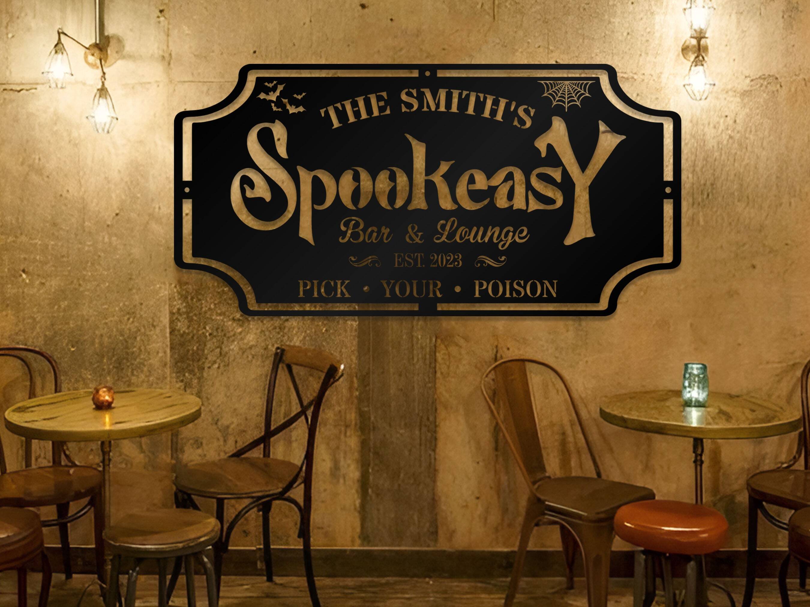 Spooky Bar & Lounge Decor - Personalized Halloween Metal Sign