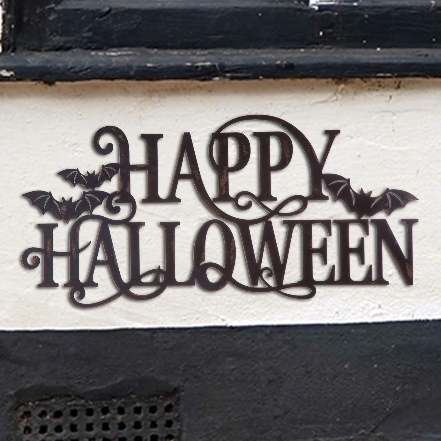 Haunted House Welcome Metal Sign - Spooky Outdoor Decor