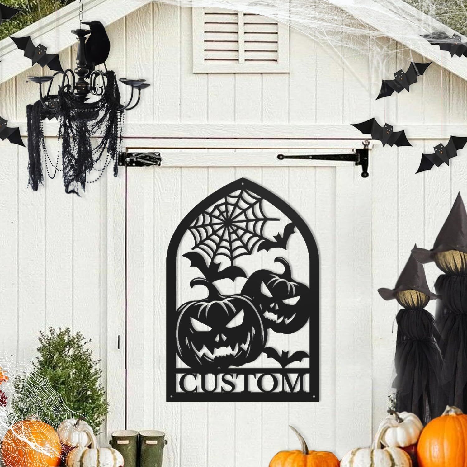 Personalized Spooky Pumpkin Metal Sign Outdoor Wall Art