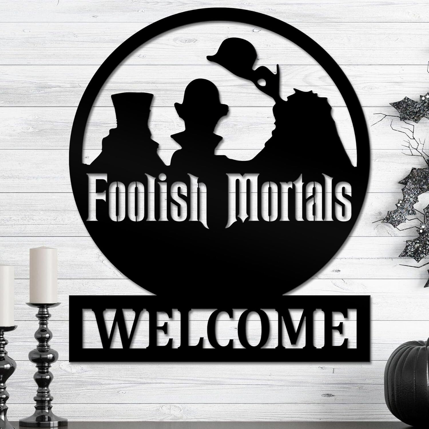 Eerie Haunted Mansion Ghost Yard Art Metal Sign - Personalize Wall Art