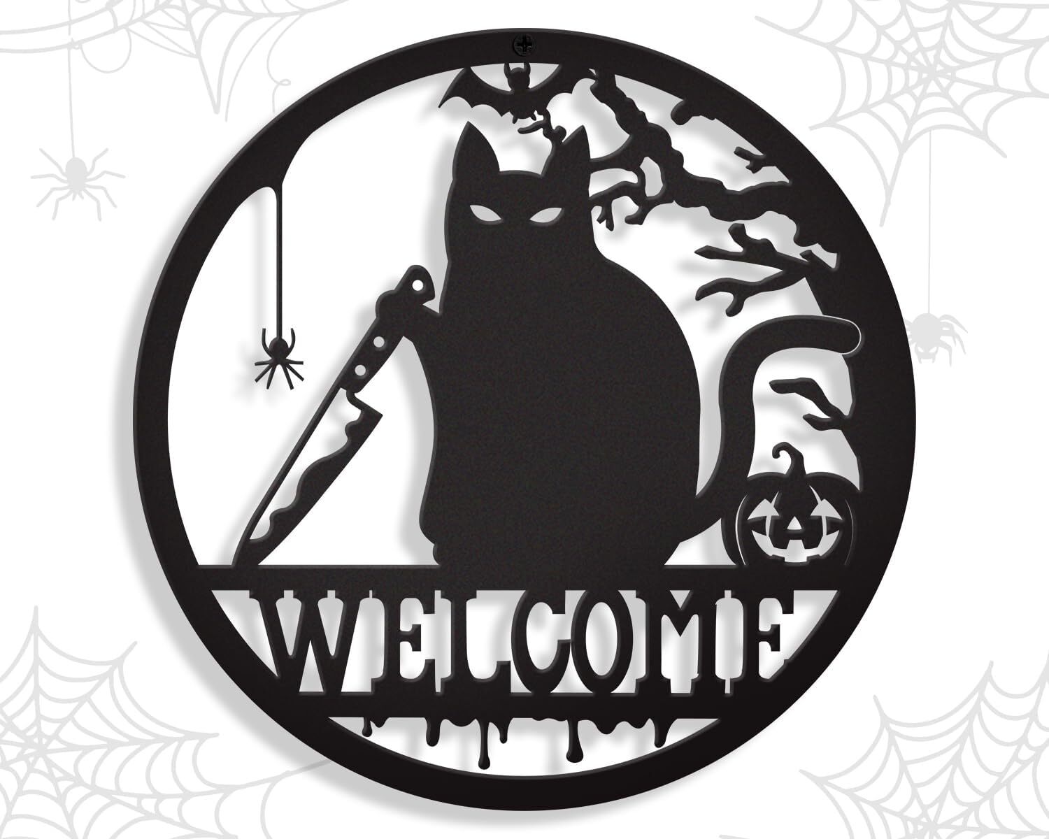 Eerie Welcome Gothic Metal Sign for Your Halloween Door Decor - Personalize Wall Art