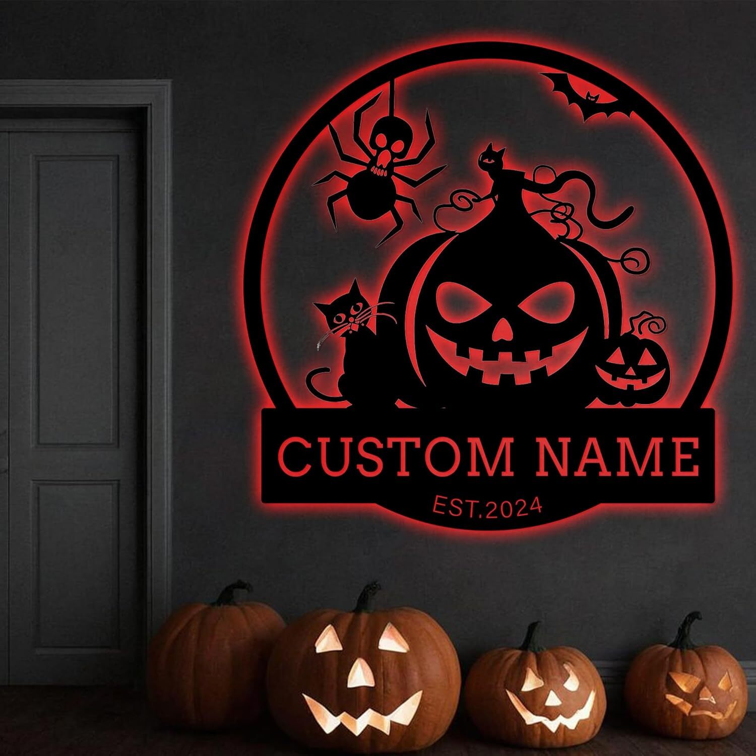 Custom Spooky Pumpkin & Ghosts Metal Sign for Your Front Porch