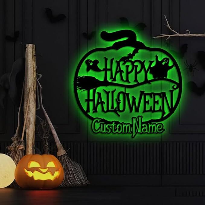 Fright Night Pumpkin Metal Sign - Personalized Halloween Decor