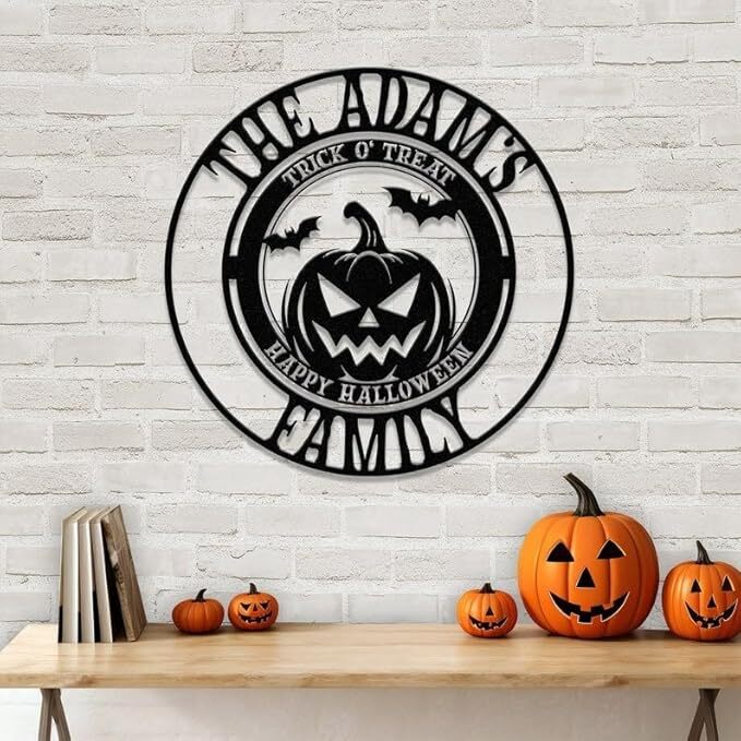 Enchanting Personalized Halloween Pumpkin Metal Sign Decor