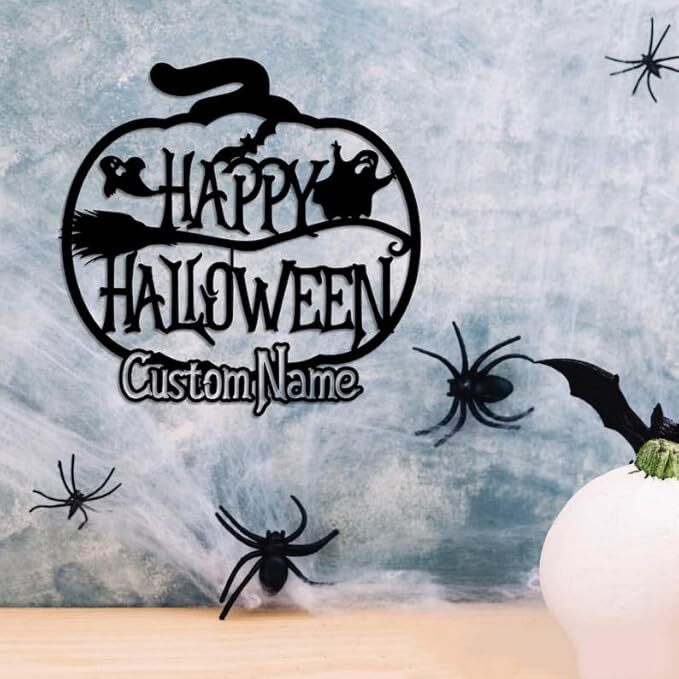 Fright Night Pumpkin Metal Sign - Personalized Halloween Decor