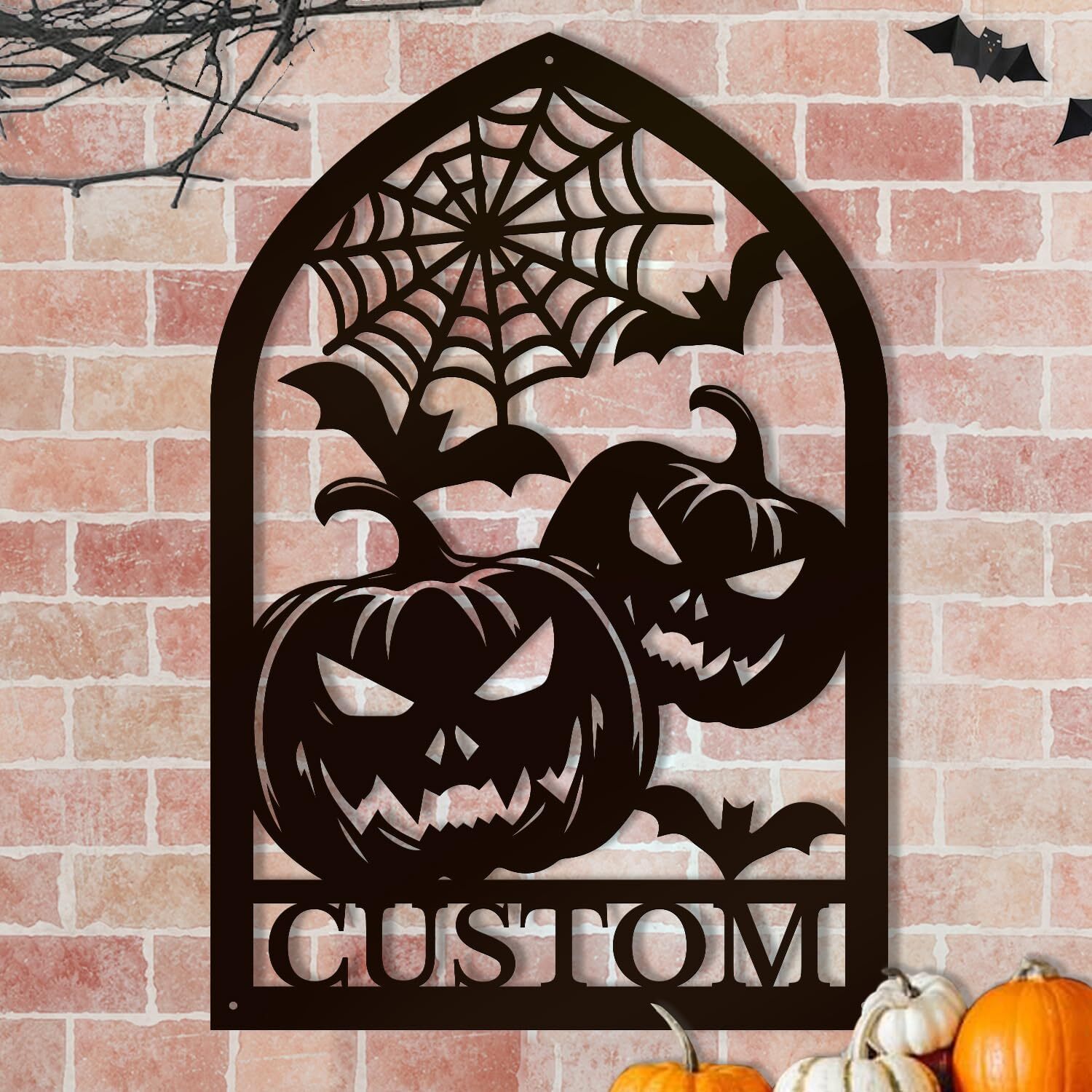 Personalized Spooky Pumpkin Metal Sign Outdoor Wall Art