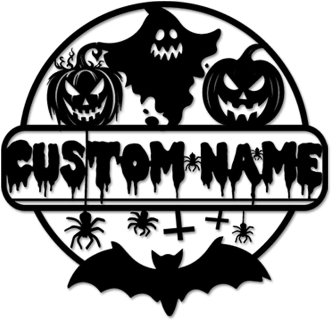 Spooky Custom Metal Sign - Haunted Pumpkin & Ghost Outdoor Decor