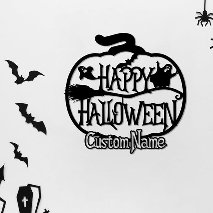 Fright Night Pumpkin Metal Sign - Personalized Halloween Decor