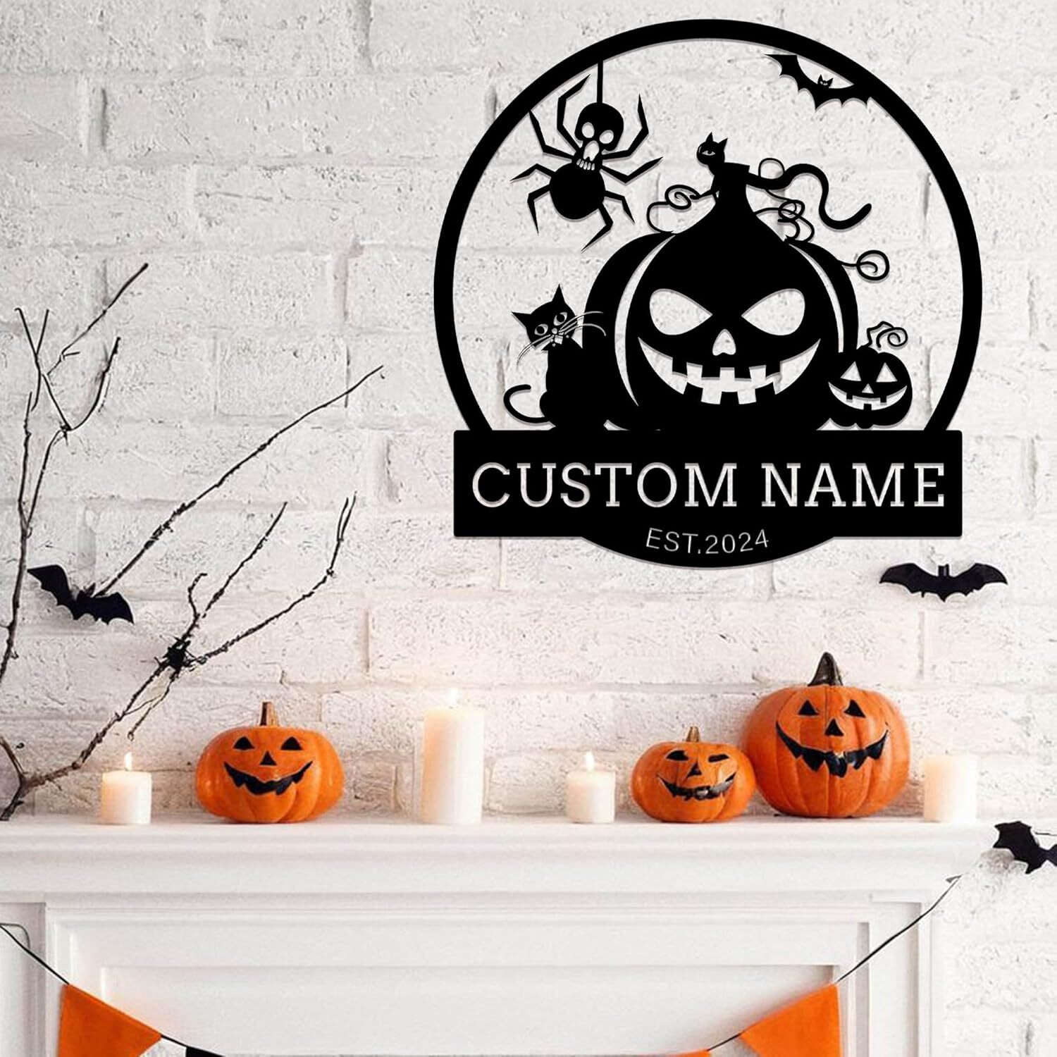 Custom Spooky Pumpkin & Ghosts Metal Sign for Your Front Porch