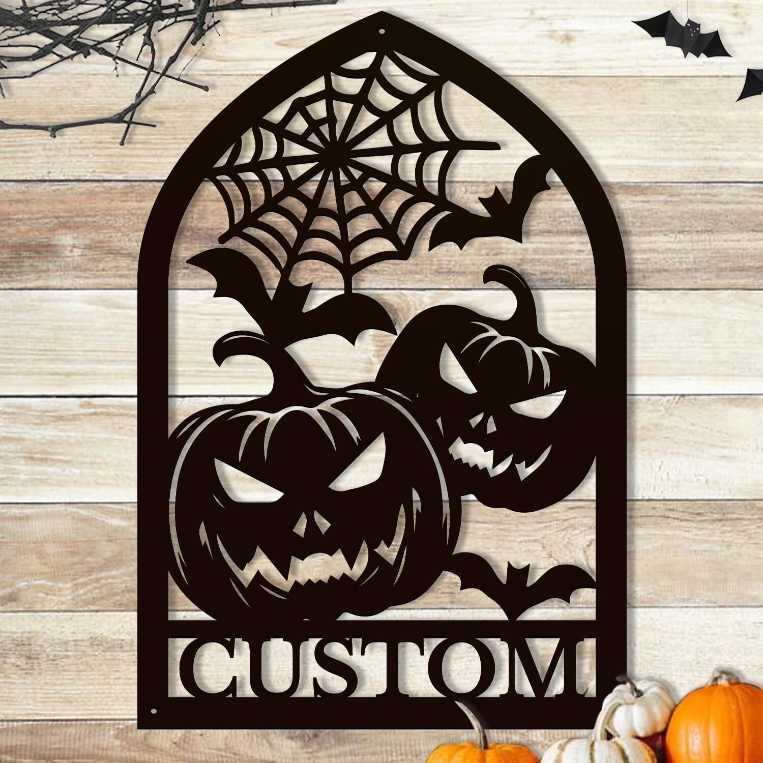 Personalized Spooky Pumpkin Metal Sign Outdoor Wall Art - Personalize Wall Art