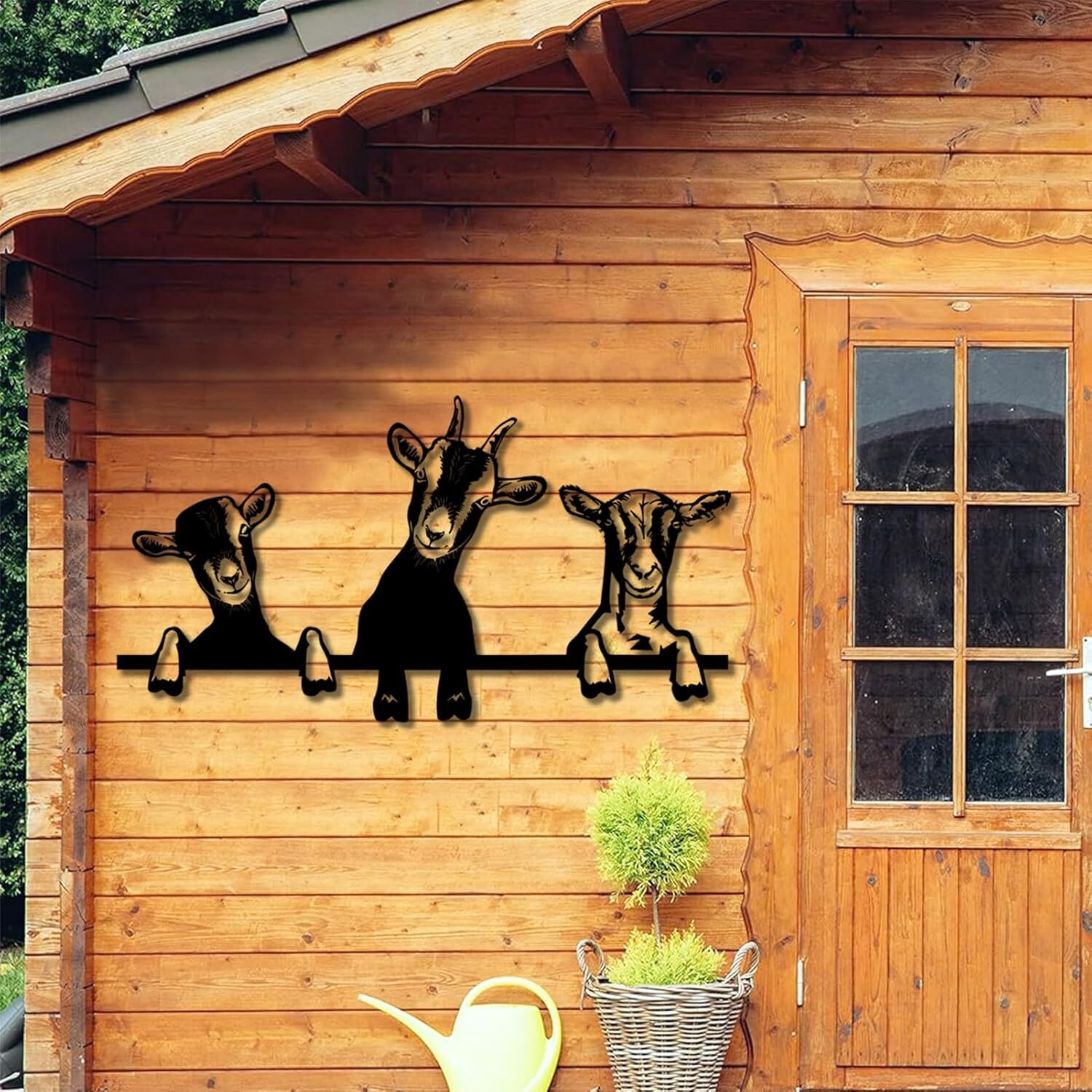 Charming Rustic Goat Metal Sign - Outdoor Farmhouse Family Art - Personalize Wall Art