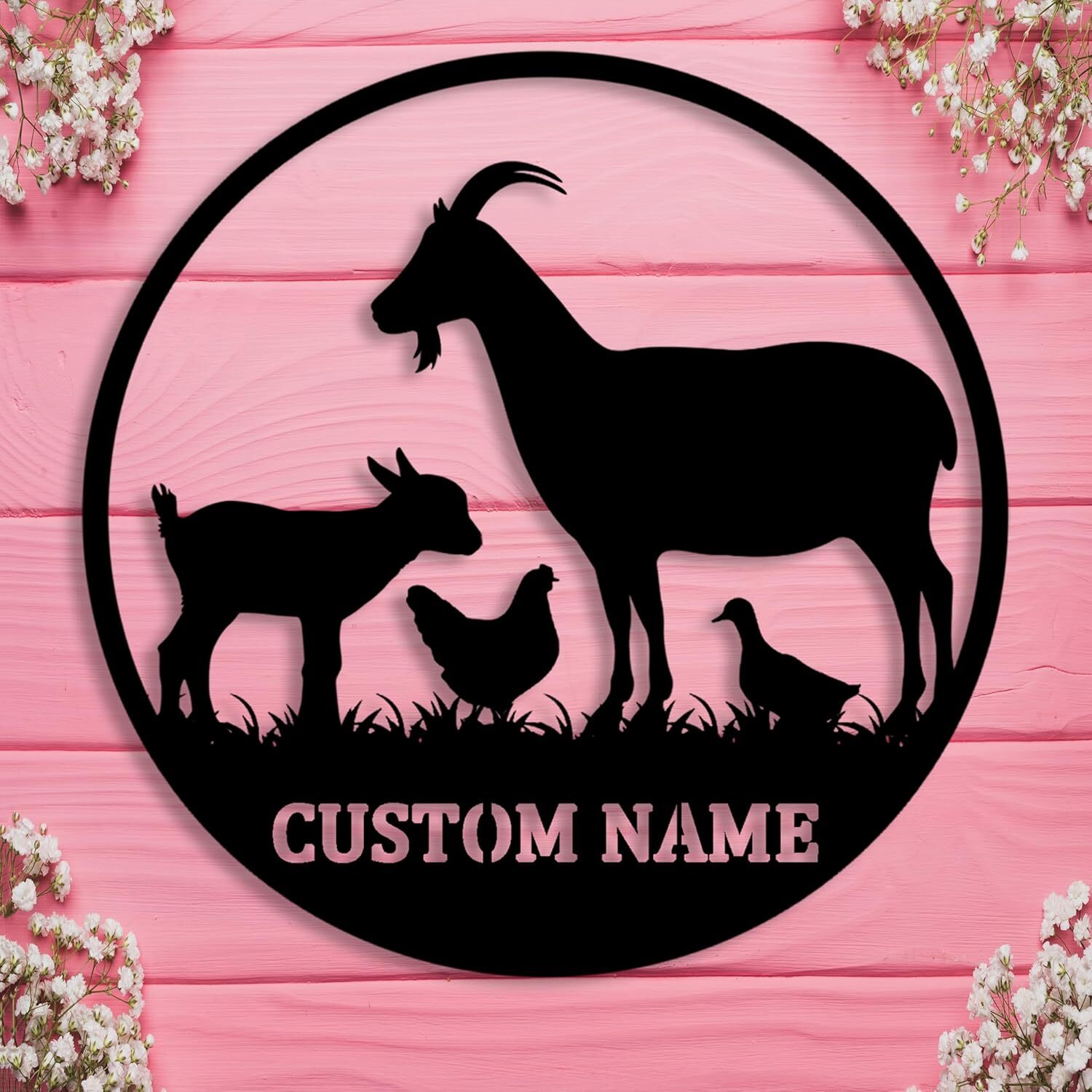 Heartfelt Goat Metal Sign - Custom Farmhouse Kitchen Art