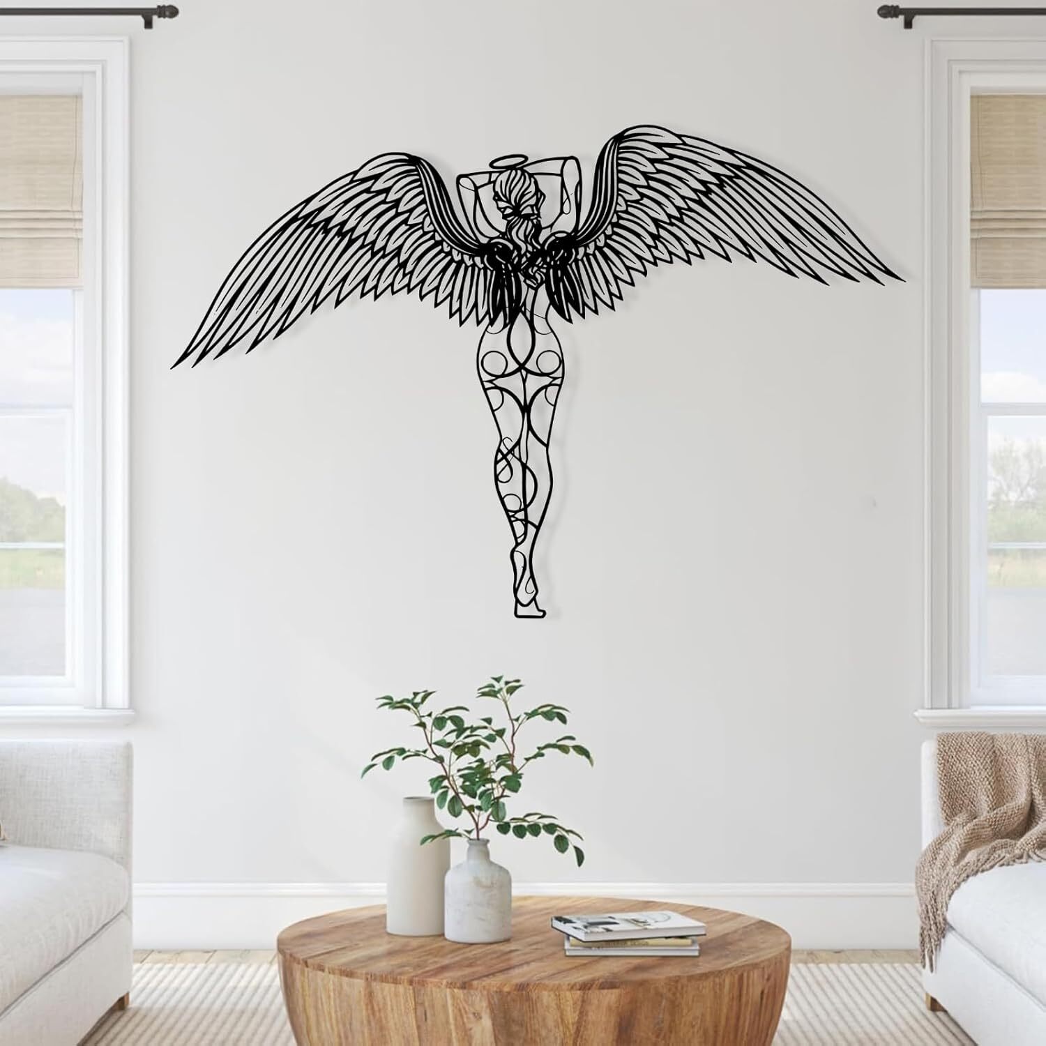 Angel's Protection Metal Sign - Heartfelt Guardian Wall Decor