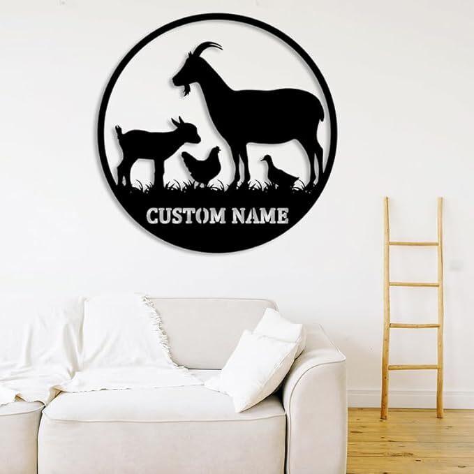 Heartfelt Goat Metal Sign - Custom Farmhouse Kitchen Art - Personalize Wall Art