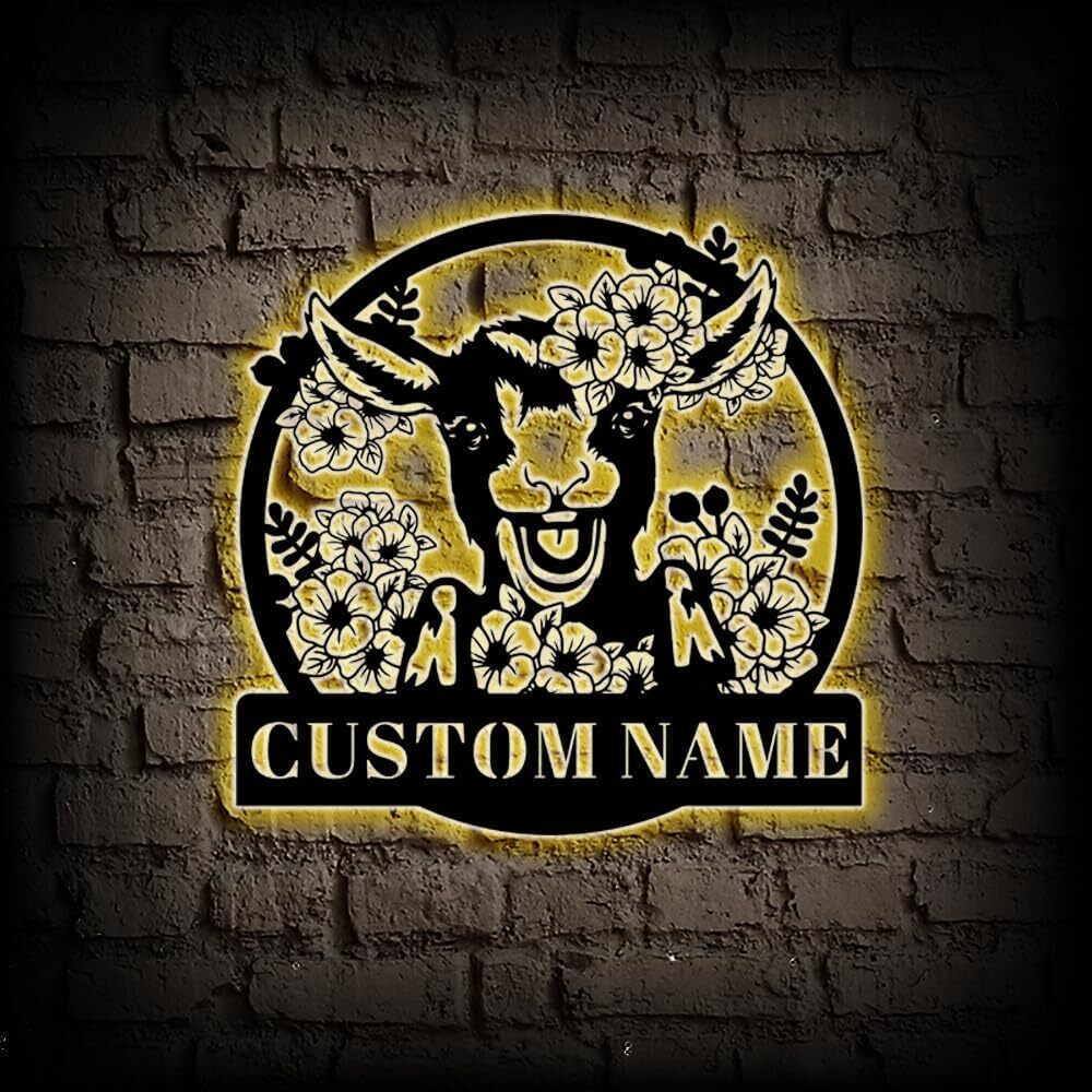 Charming Goat Metal Sign Custom Personalized Farmhouse Gift