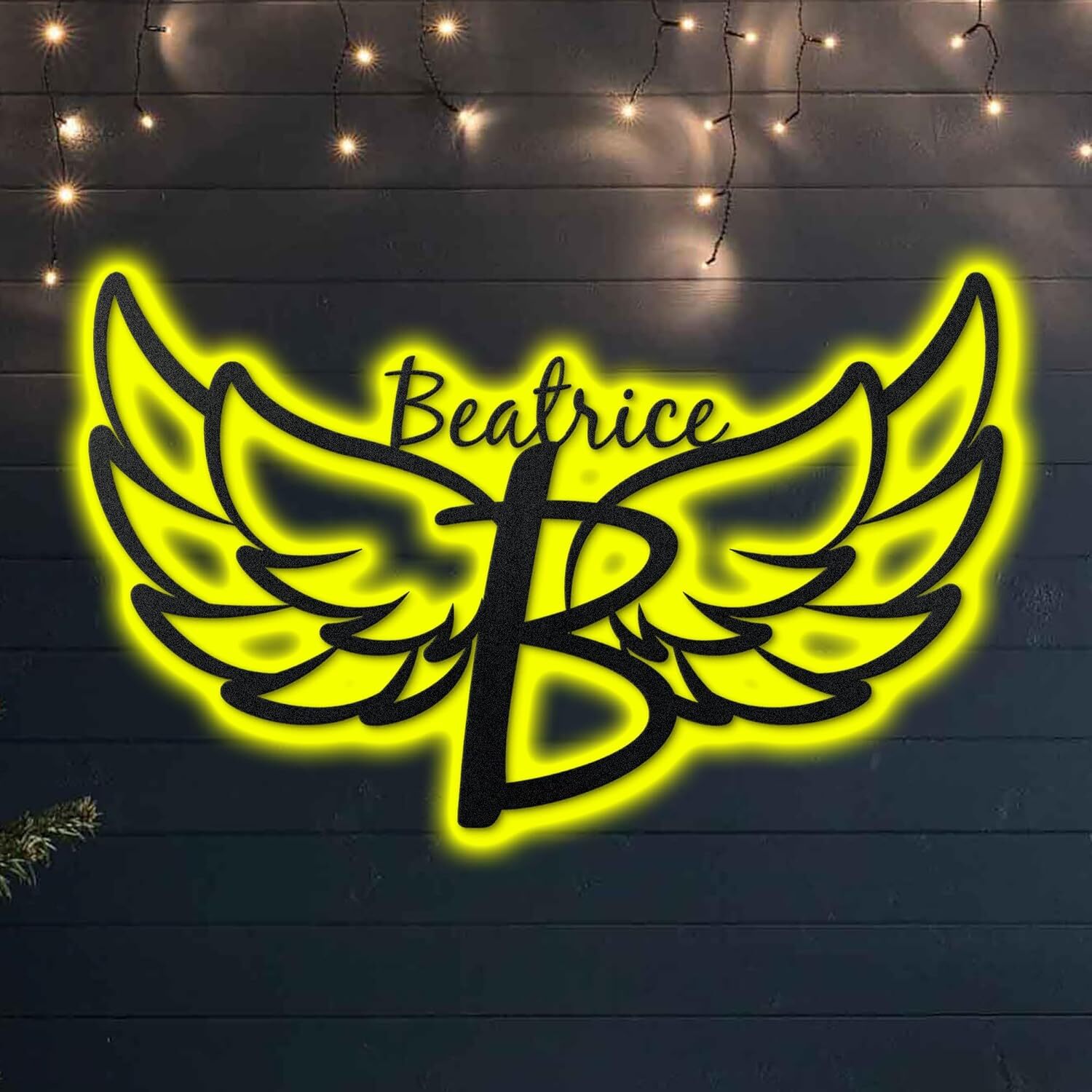 Radiant Personalized Angel Wings Metal Sign LED