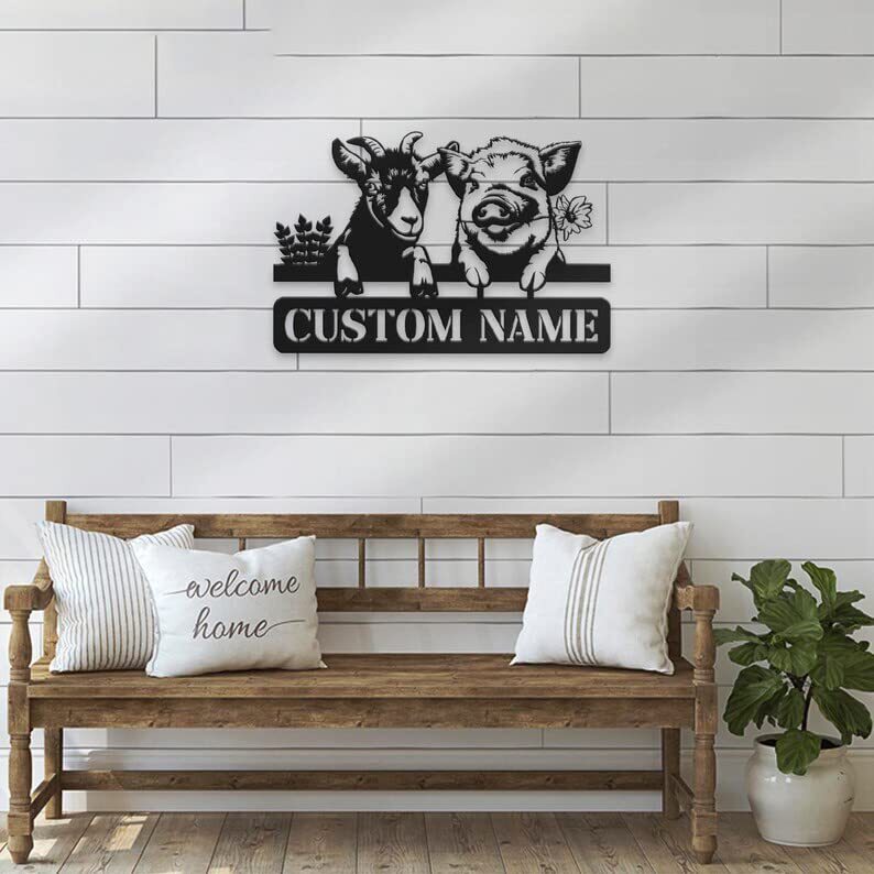 Charming Goat Metal Sign - Personalized Farmhouse Barn Art