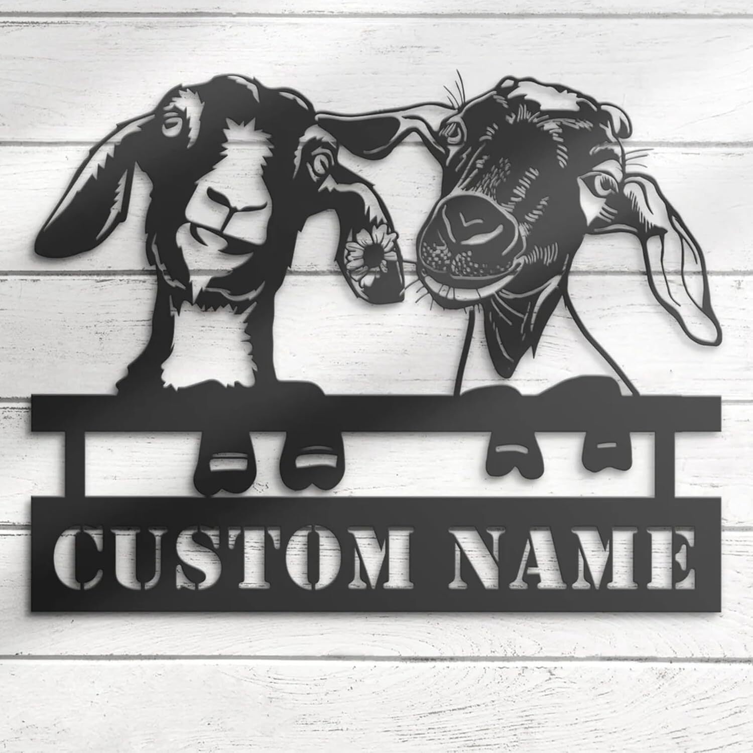 Custom Goat Monogram Metal Sign for Farmhouse Decor