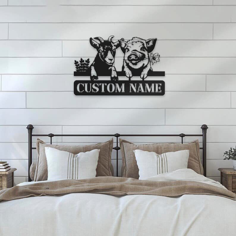 Charming Goat Metal Sign - Personalized Farmhouse Barn Art