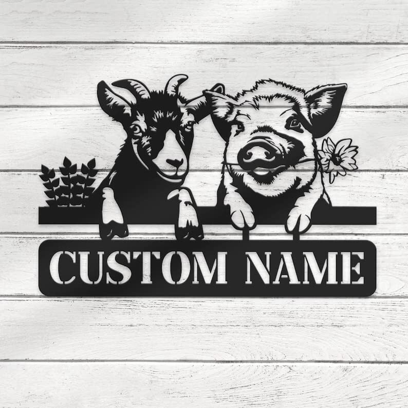 Charming Goat Metal Sign - Personalized Farmhouse Barn Art - Personalize Wall Art