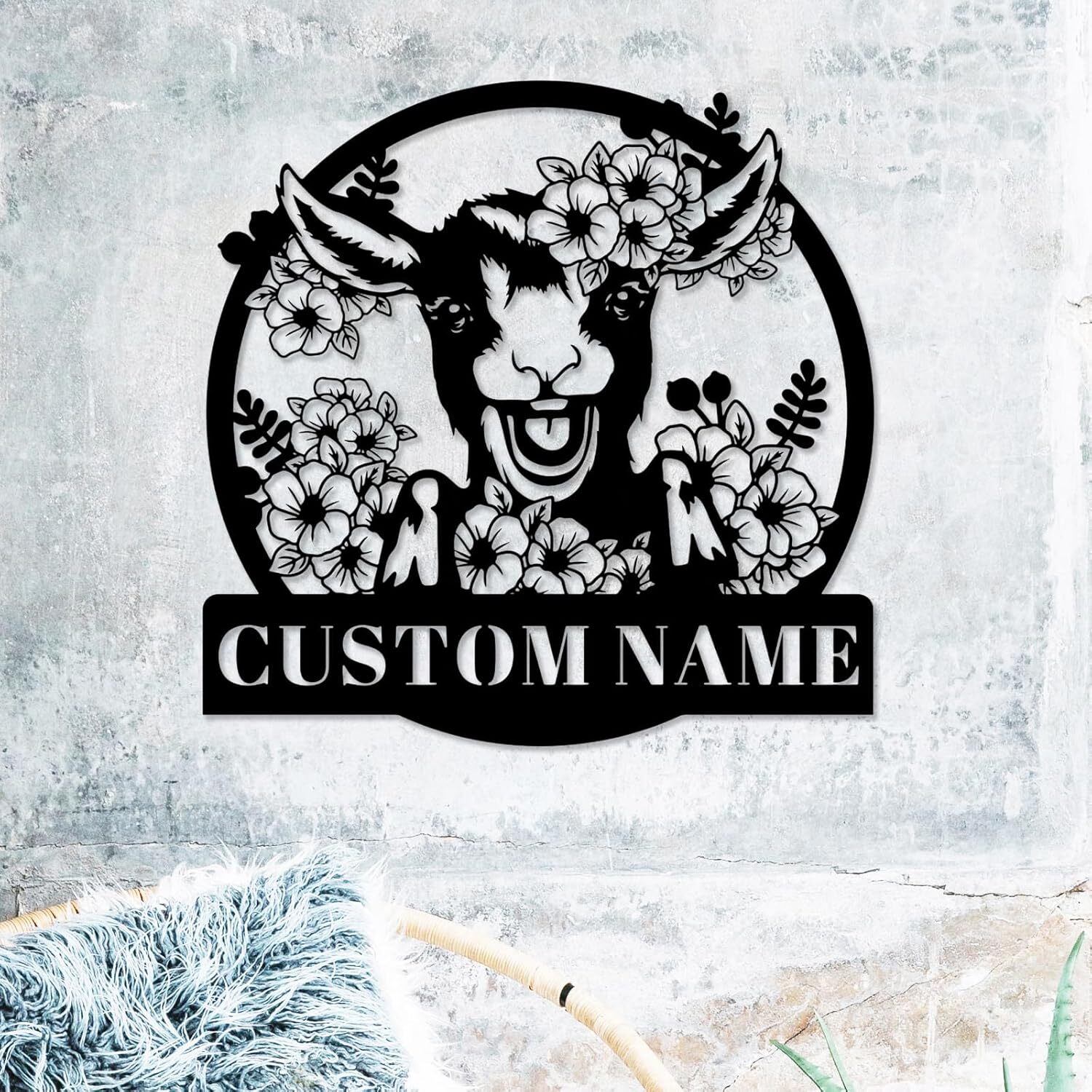 Charming Goat Metal Sign Custom Personalized Farmhouse Gift