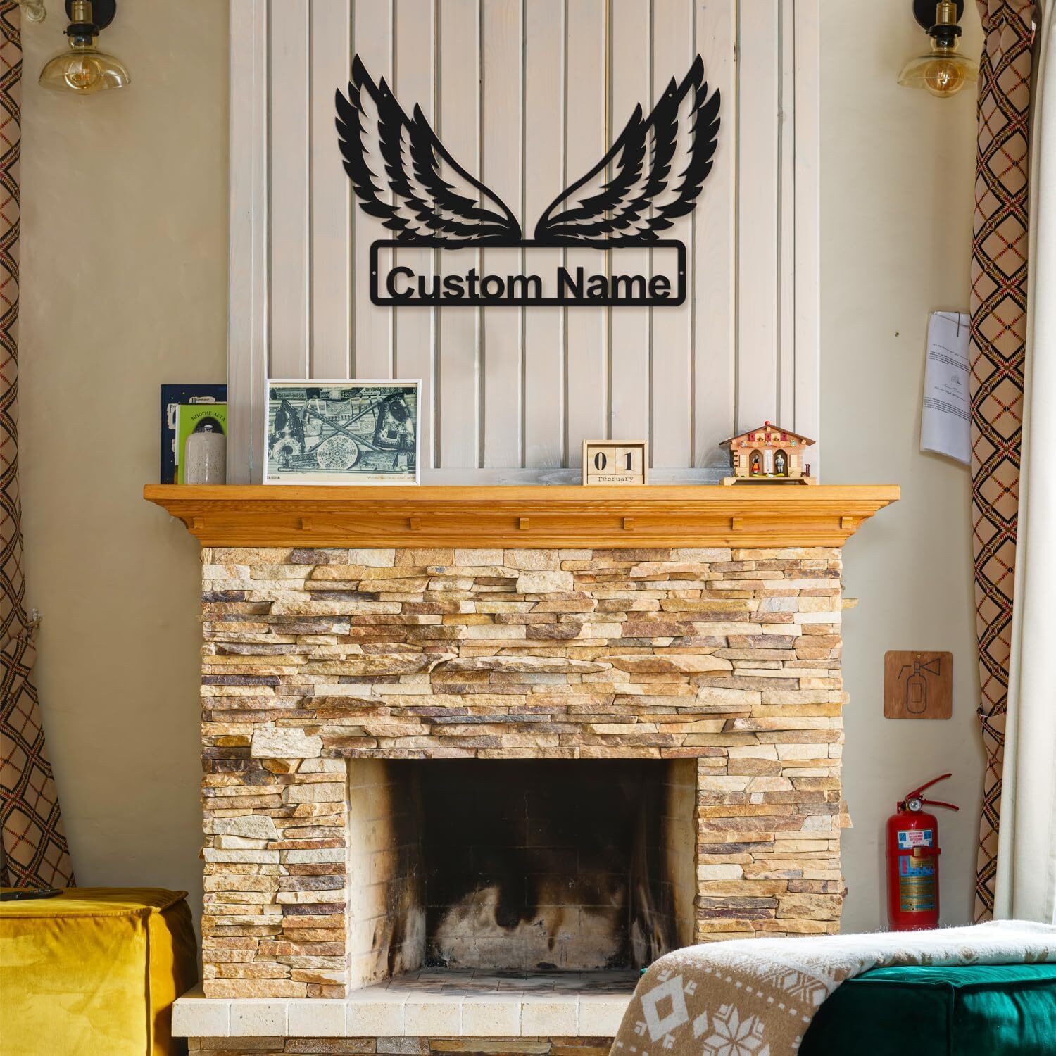 Guardian Angel Wings Metal Sign - Custom Name Wall Art Gift