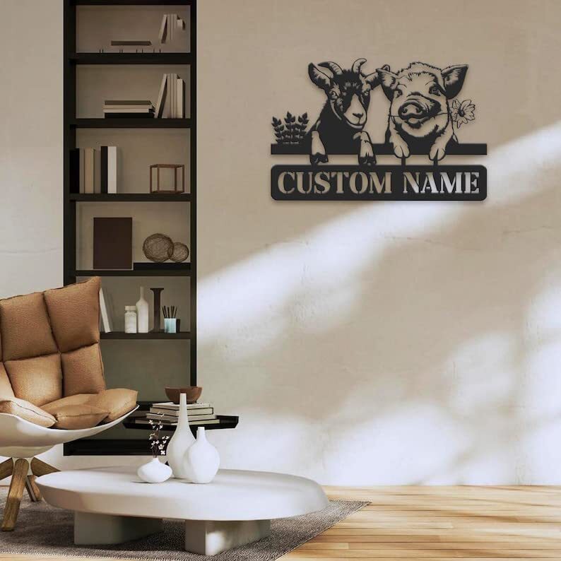 Charming Goat Metal Sign - Personalized Farmhouse Barn Art