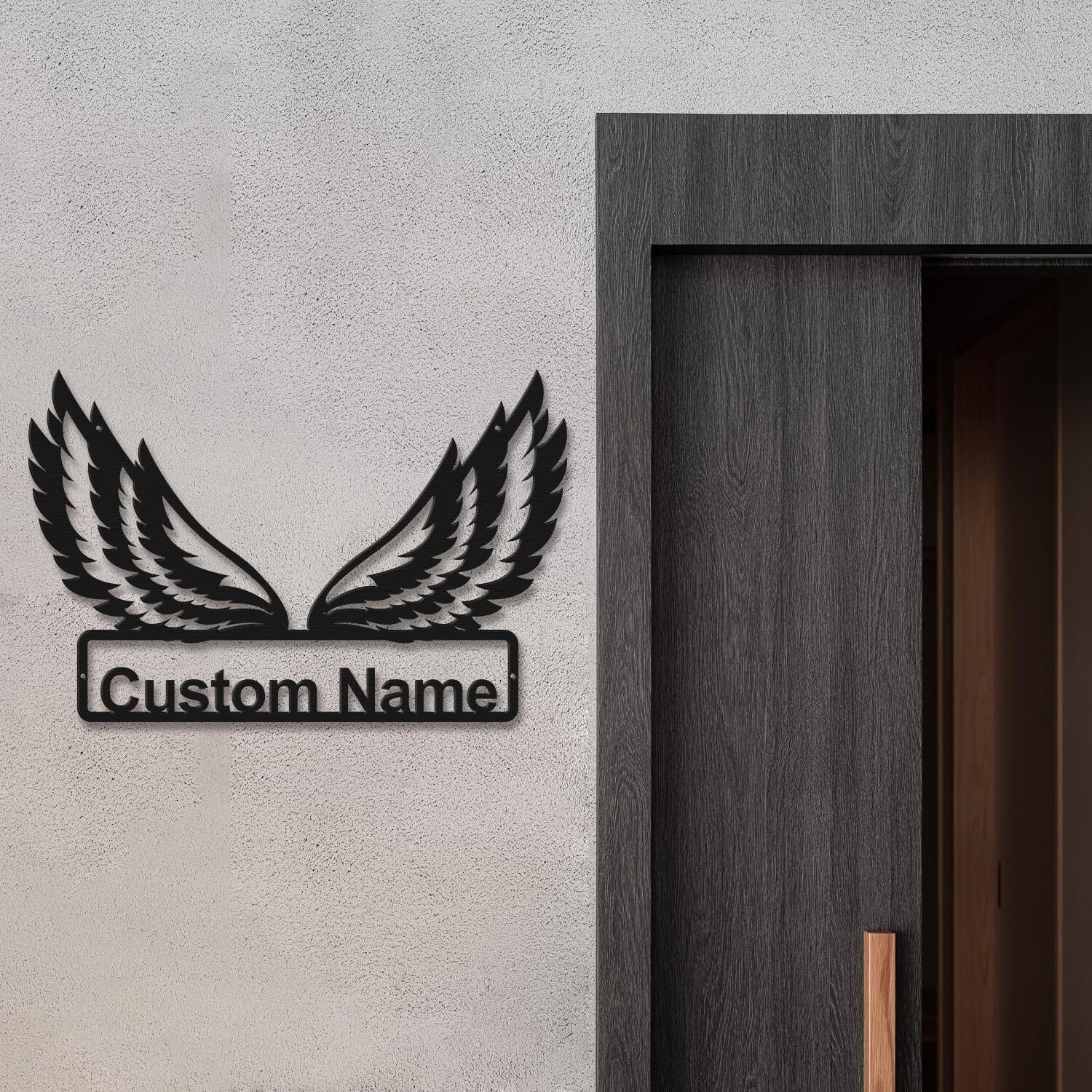 Guardian Angel Wings Metal Sign - Custom Name Wall Art Gift