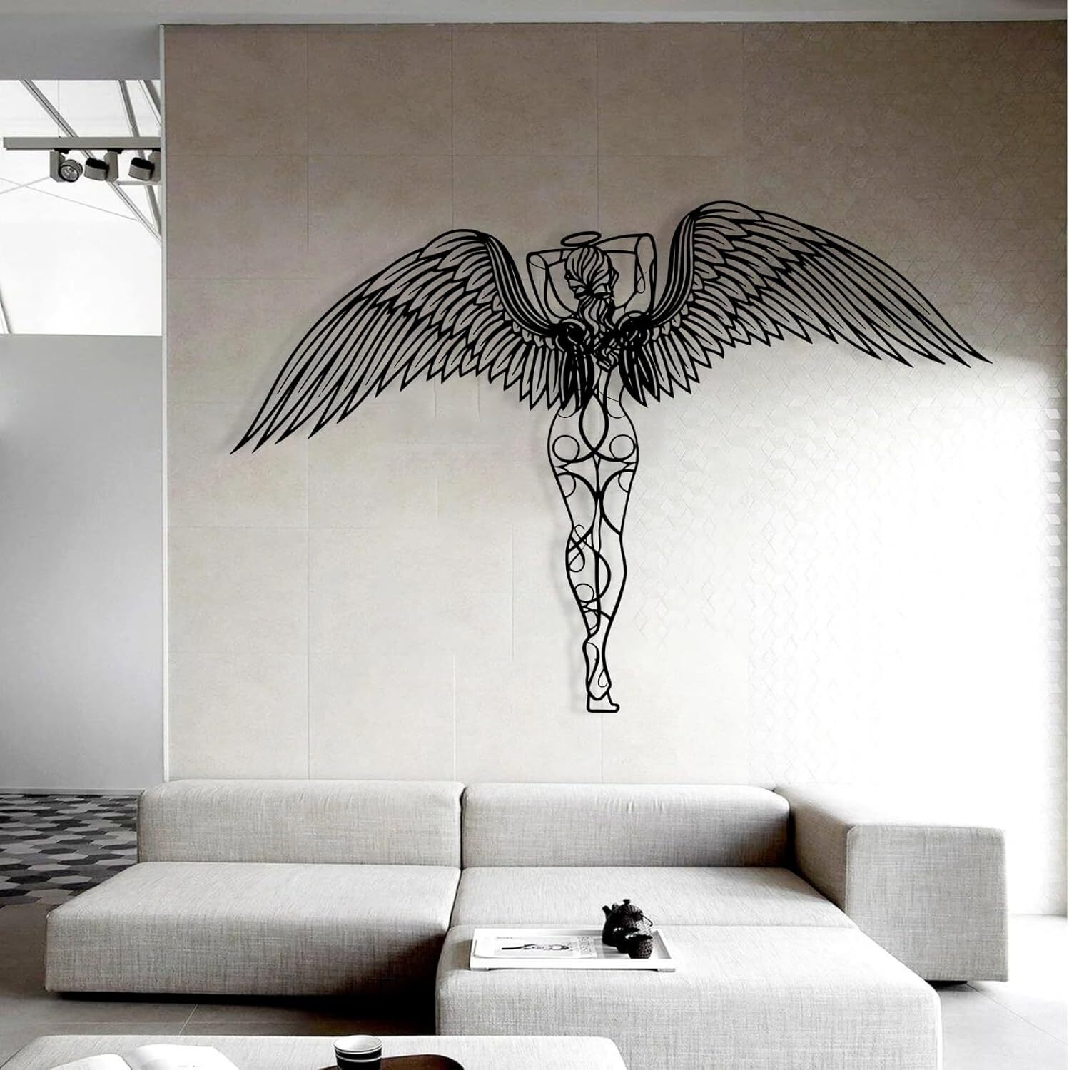 Angel's Protection Metal Sign - Heartfelt Guardian Wall Decor