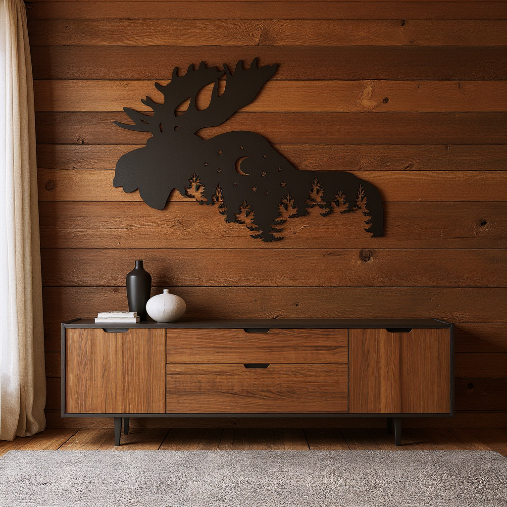 Wilderness Moose Metal Sign - Rustic Lodge Wall Art