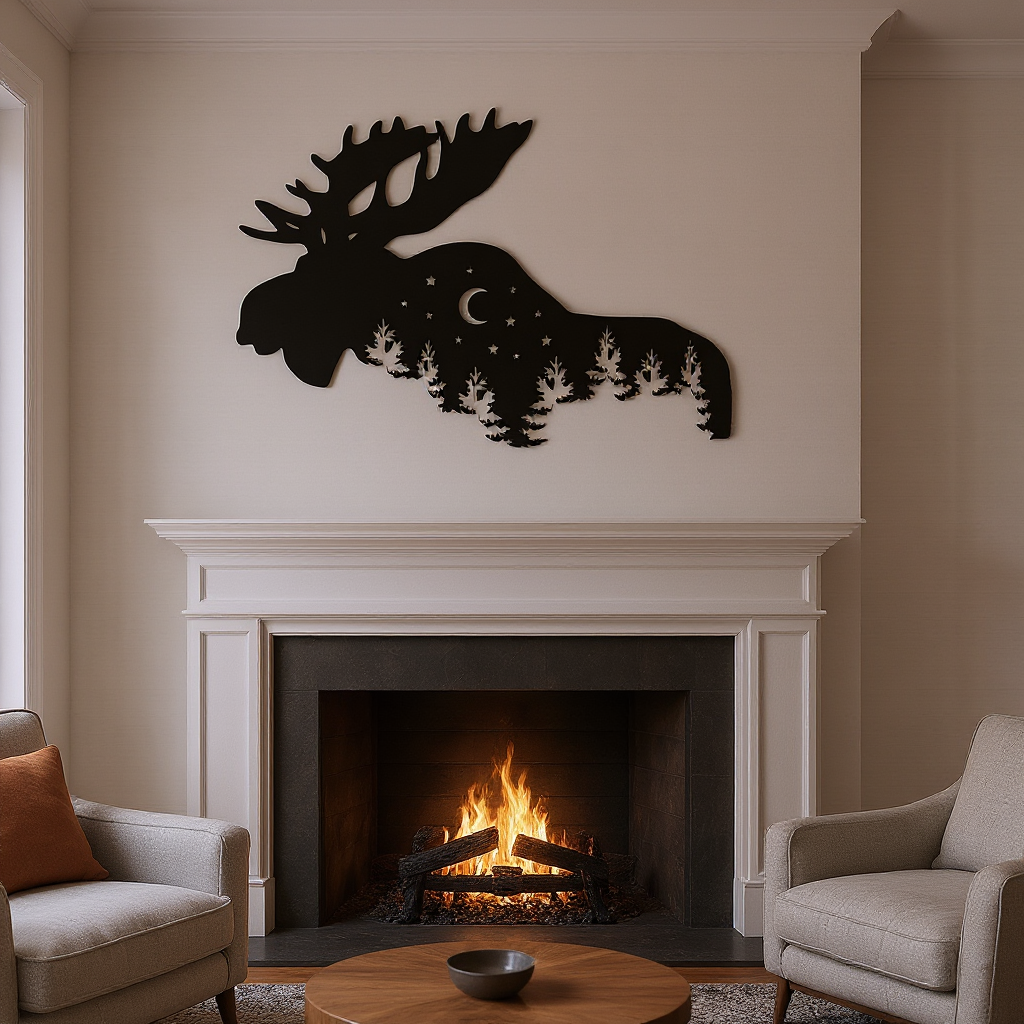 Wilderness Moose Metal Sign - Rustic Lodge Wall Art