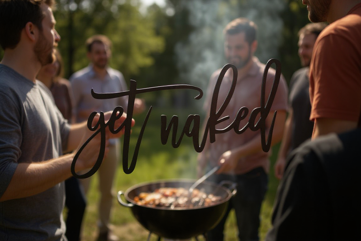 Modern Home Bath - Playful 'Get Naked' Metal Wall Sign