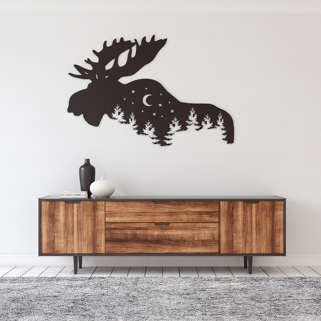 Wilderness Moose Metal Sign - Rustic Lodge Wall Art - Personalize Wall Art