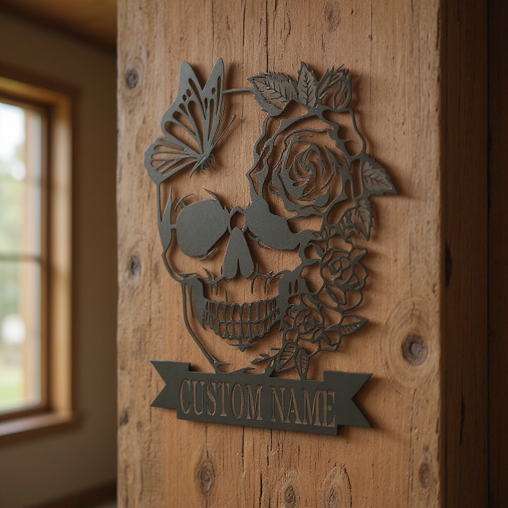 Custom Day of the Dead Metal Sign Colorful Sugar Skull Art