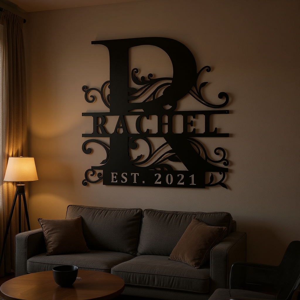 Custom Monogram Metal Sign - Forever Family Name Steel Decor