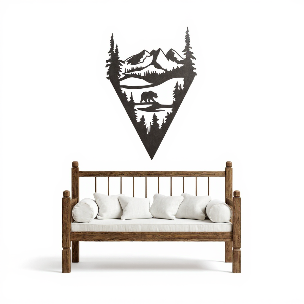 Nature's Spirit - Rustic Lake Bear Metal Sign Wall Art - Personalize Wall Art