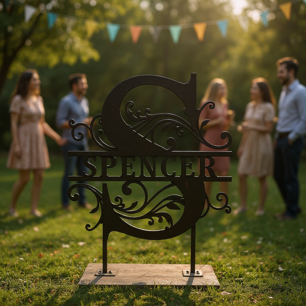 Cherished Family Name Metal Wall Art Sign
