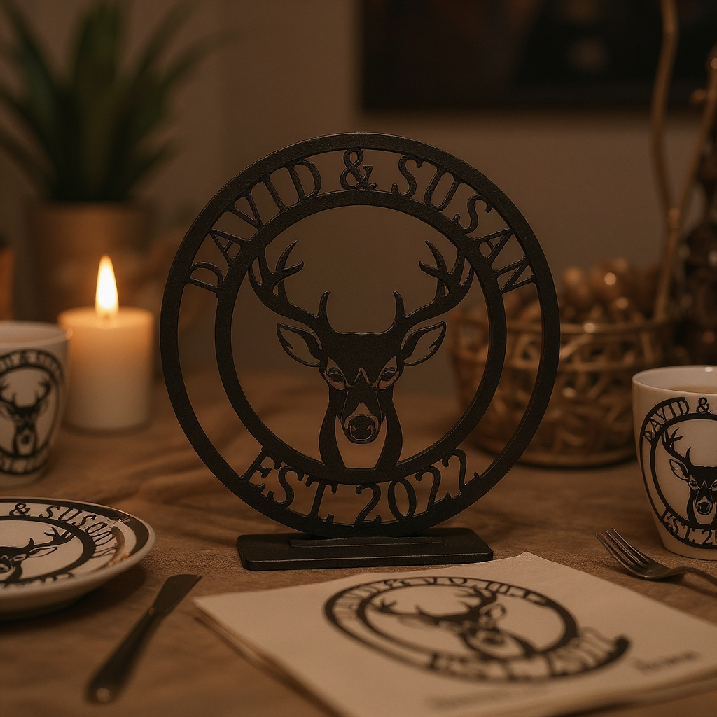 Majestic Deer Head Metal Sign with Personalized Name